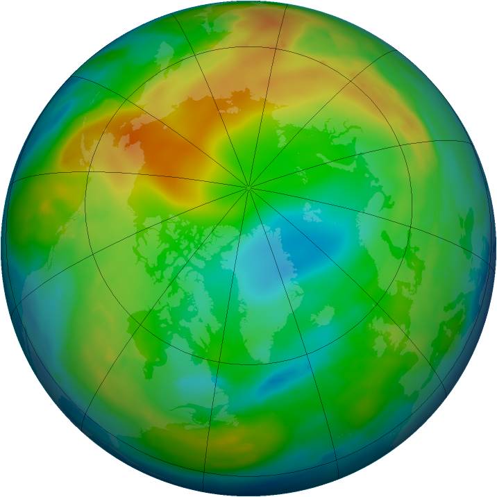 Arctic ozone map for 24 December 2010
